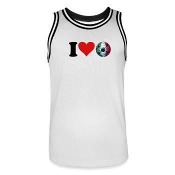 Ich liebe den italienischen Fußball - Männer Basketball-Trikot - Weiß/Schwarz - Vorne - AI Model Male 185 dark (185cm)