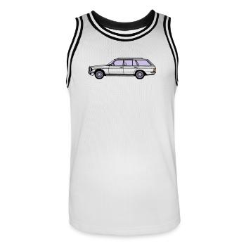 MB W123 T Model Kombi ...(25) - Männer Basketball-Trikot - Weiß/Schwarz - Vorne - AI Model Male 185 dark (185cm)