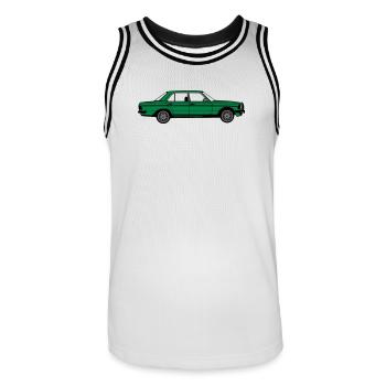 MB W123 ,Youngtimer ,Oldtimer, seitlich ..(25) - Männer Basketball-Trikot - Weiß/Schwarz - Vorne - AI Model Male 185 dark (185cm)