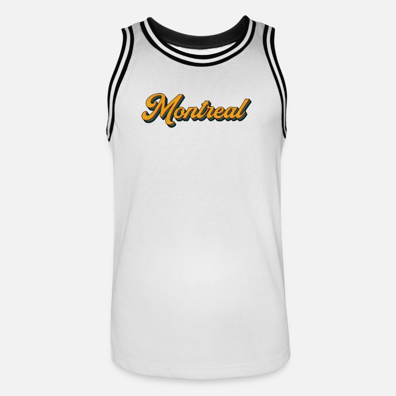 Montréal Retro Script Multicolore Shadow - Maillot de basket Homme - blanc/noir