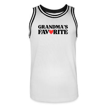 Famille Mignonne préférée de Grand-mère pour Petit - Maillot de basket Homme - blanc/noir - Devant - AI Model Male 185 dark (185cm)