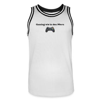 Gaming wie in den 90ern - Männer Basketball-Trikot - Weiß/Schwarz - Vorne - AI Model Male 185 dark (185cm)