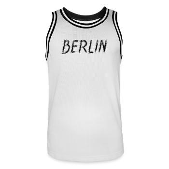 Berlin Grunge Brosse Street Art Noir - Maillot de basket Homme - blanc/noir - Devant - AI Model Male 185 dark (185cm)