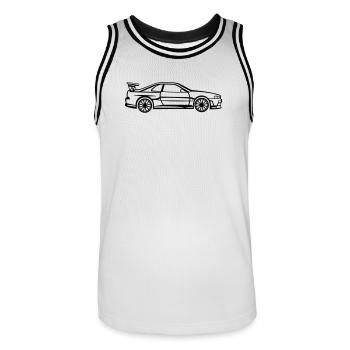 Skyline Line Silhouette – JDM Classic Art - Männer Basketball-Trikot - Weiß/Schwarz - Vorne - AI Model Male 185 dark (185cm)