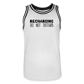 Recharging Do Not Disturb, Black - Men's Basketball Jersey - white/black - Front - AI Model Male 185 dark (185cm)