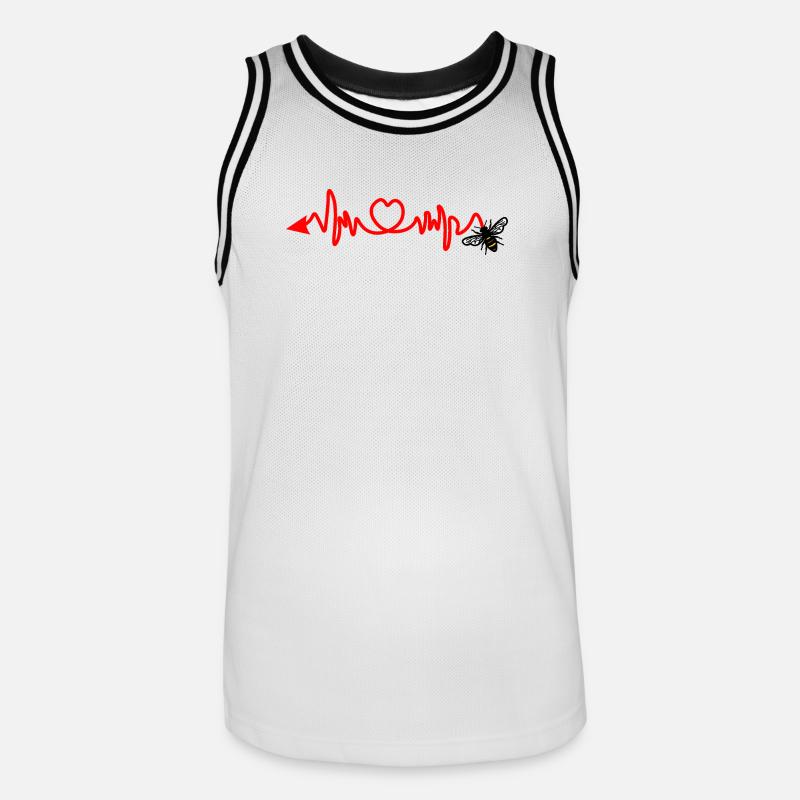 Cardio-Herzfrequenz, Biene mit Stachel oder Pfeil - Männer Basketball-Trikot - Weiß/Schwarz