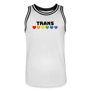 Cœur arc-en-ciel trans noir - Maillot de basket Homme - blanc/noir - Devant - AI Model Male 185 dark (185cm)