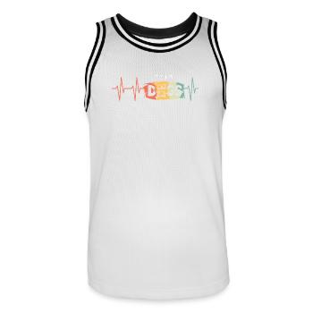 Pulse chiens signe logo rétro vintage battement de coeur - Maillot de basket Homme - blanc/noir - Devant - AI Model Male 185 dark (185cm)