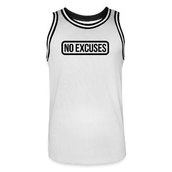Citation motivante sans excuses - Maillot de basket Homme - blanc/noir - Devant - AI Model Male 185 dark (185cm)