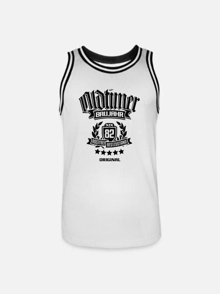 Oldtimer Baujahr 1982 - Männer Basketball-Trikot - Weiß/Schwarz