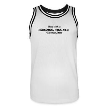 Personal Trainer - Men's Basketball Jersey - white/black - Front - AI Model Male 185 dark (185cm)