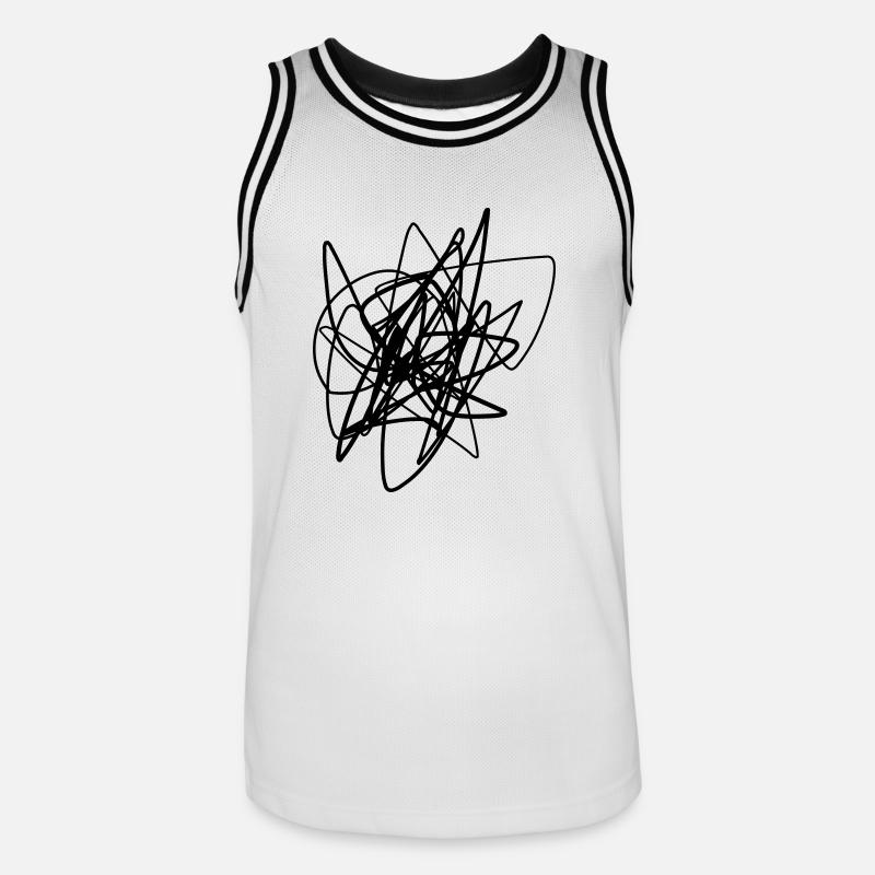 Scribbled chaotic strokes pattern - Men's Basketball Jersey - white/black