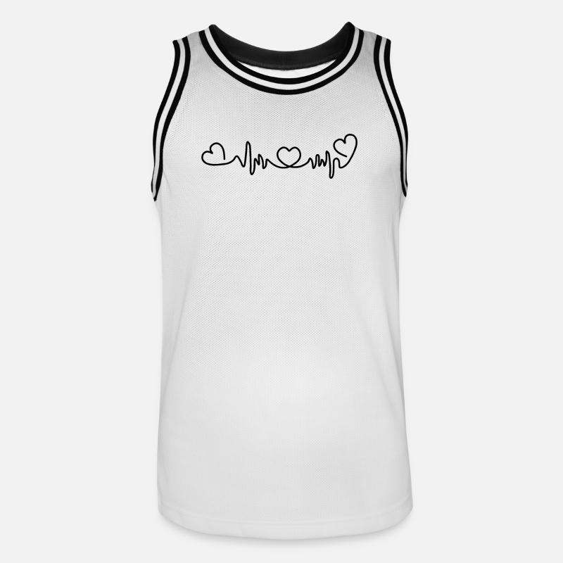 Herzfrequenz mit drei Herzen - Männer Basketball-Trikot - Weiß/Schwarz