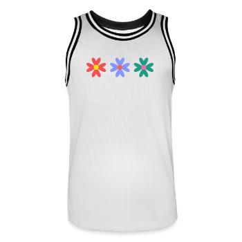 FLOWER. FLOWER. NATURE. ECOLOGY. HAPPINESS. ZEN - Men's Basketball Jersey - white/black - Front - AI Model Male 185 dark (185cm)