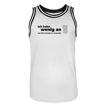 WENIG AN - Männer Basketball-Trikot - Weiß/Schwarz - Vorne - AI Model Male 185 dark (185cm)