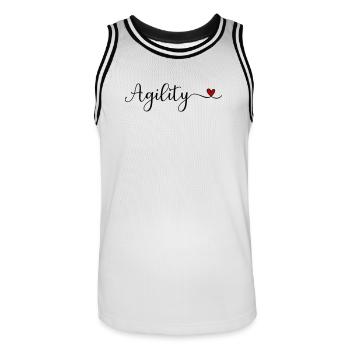 Agility Heart Typography - Men's Basketball Jersey - white/black - Front - AI Model Male 185 dark (185cm)