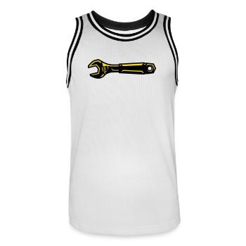 Wrench Tool Mechanic Screwdriver - Men's Basketball Jersey - white/black - Front - AI Model Male 185 dark (185cm)