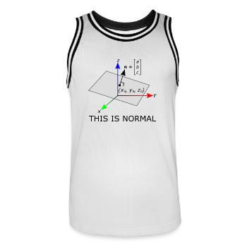 Das ist normal - Männer Basketball-Trikot - Weiß/Schwarz - Vorne - AI Model Male 185 dark (185cm)