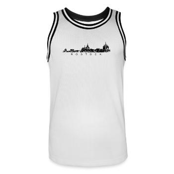 Rostocker Skyline (Vintage Schwarz) Rostock - Männer Basketball-Trikot - Weiß/Schwarz - Vorne - AI Model Male 185 dark (185cm)