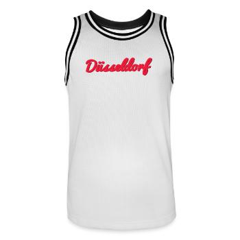 Düsseldorf Script Stadtlogo - Männer Basketball-Trikot - Weiß/Schwarz - Vorne - AI Model Male 185 dark (185cm)