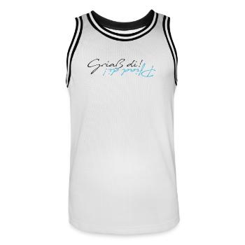 griaß di - piad di - Männer Basketball-Trikot - Weiß/Schwarz - Vorne - AI Model Male 185 dark (185cm)