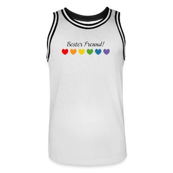 Regenbogenherzchen Bester Freund LGBT lgbtqi queer - Männer Basketball-Trikot - Weiß/Schwarz - Vorne - AI Model Male 185 dark (185cm)