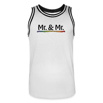Regenbogen Mr and Mr schwarz - Männer Basketball-Trikot - Weiß/Schwarz - Vorne - AI Model Male 185 dark (185cm)