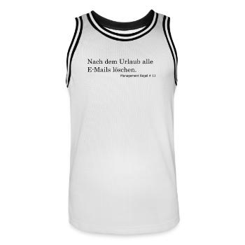 Nach dem Urlaub alle E-Mails löschen - Männer Basketball-Trikot - Weiß/Schwarz - Vorne - AI Model Male 185 dark (185cm)
