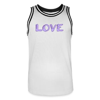 SAINT VALENTINE. bachelorette party. I LOVE YOU. I LOVE YOU. LOVE - Men's Basketball Jersey - white/black - Front - AI Model Male 185 dark (185cm)