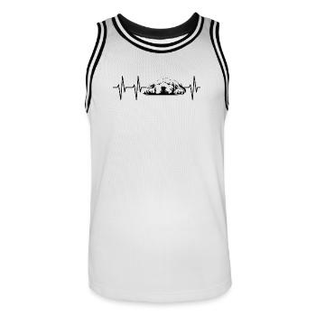 schlafender hund herzschlag Puls Illustration Logo - Männer Basketball-Trikot - Weiß/Schwarz - Vorne - AI Model Male 185 dark (185cm)