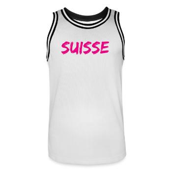 SUISSE. PAYS - Maillot de basket Homme - blanc/noir - Devant - AI Model Male 185 dark (185cm)