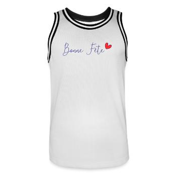 PAPA. FÊTE DES PÈRES. BONNE FÊTE PAPA. BONNE FÊTE. - Maillot de basket Homme - blanc/noir - Devant - AI Model Male 185 dark (185cm)