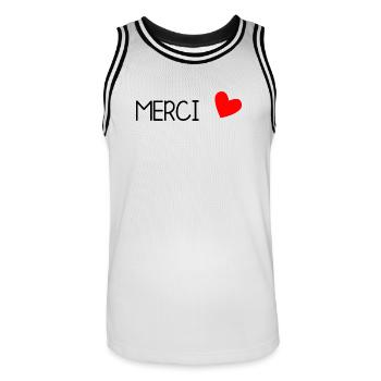MERCI. MAÎTRESSE. MAÎTRE. MERCI MAÎTRESSE - Maillot de basket Homme - blanc/noir - Devant - AI Model Male 185 dark (185cm)