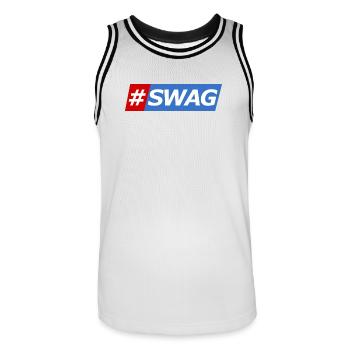 SWAG Bloc Couleurs Hashtag - Maillot de basket Homme - blanc/noir - Devant - AI Model Male 185 dark (185cm)