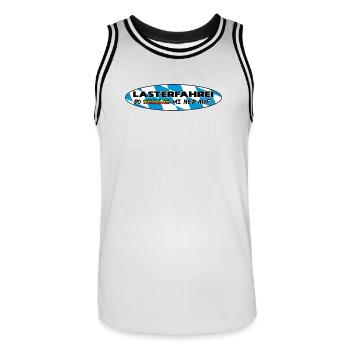 LASTERFAHREI - Do Reggae Mi Ned Auf! BAYERN Oval - Männer Basketball-Trikot - Weiß/Schwarz - Vorne - AI Model Male 185 dark (185cm)