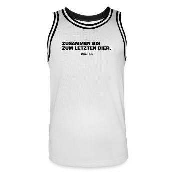 Bis zum letzten Bier (JGA - Jungesellenabschied) - Männer Basketball-Trikot - Weiß/Schwarz - Vorne - AI Model Male 185 dark (185cm)