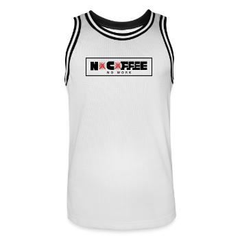No Coffee No Work – Original Coffee T-Shirt & Graphic - Men's Basketball Jersey - white/black - Front - AI Model Male 185 dark (185cm)