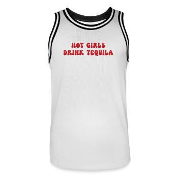 Humorous Aperitif Girls Drink Tequila - Men's Basketball Jersey - white/black - Front - AI Model Male 185 dark (185cm)