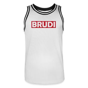BRUDI T-shirt à logo rouge audacieux - Maillot de basket Homme - blanc/noir - Devant - AI Model Male 185 dark (185cm)