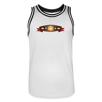 Strahlender Box-Gürtel – Champion Gürtel Design - Männer Basketball-Trikot - Weiß/Schwarz - Vorne - AI Model Male 185 dark (185cm)