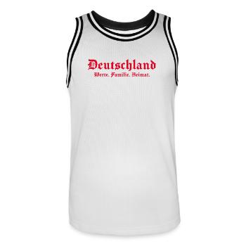 Germany Values Family Home Germans - Men's Basketball Jersey - white/black - Front - AI Model Male 185 dark (185cm)