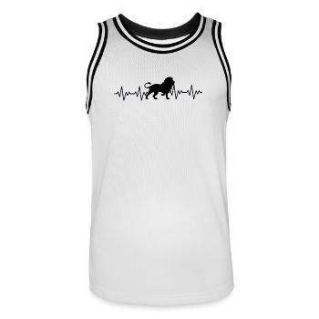 ECG en Léo, battement cardiaque - Maillot de basket Homme - blanc/noir - Devant - AI Model Male 185 dark (185cm)