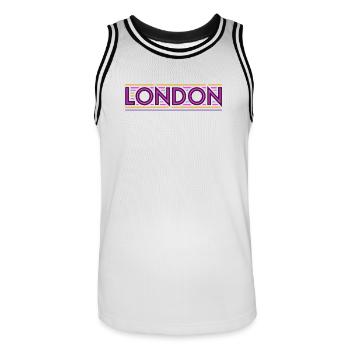 Londres Néon Violet Rayures - Maillot de basket Homme - blanc/noir - Devant - AI Model Male 185 dark (185cm)
