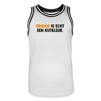Oranje is echt een Kutkleur - Nederland - Niederla - Männer Basketball-Trikot - Weiß/Schwarz - Vorne - AI Model Male 185 dark (185cm)