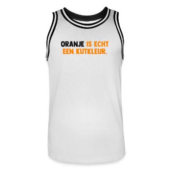 Oranje is echt een Kutkleur - Nederland - Niederla - Männer Basketball-Trikot - Weiß/Schwarz - Vorne - AI Model Male 185 dark (185cm)