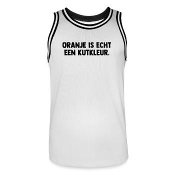 Oranje is echt een Kutkleur - Nederland - Niederla - Männer Basketball-Trikot - Weiß/Schwarz - Vorne - AI Model Male 185 dark (185cm)