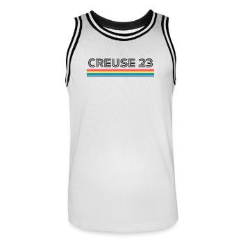 Creuse 23 T-Shirt Cadeau Humour - Maillot de basket Homme - blanc/noir - Devant - AI Model Male 185 dark (185cm)