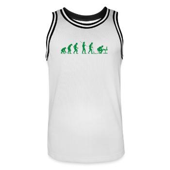 Programmer Evolution Computer Scientist Developer - Men's Basketball Jersey - white/black - Front - AI Model Male 185 dark (185cm)