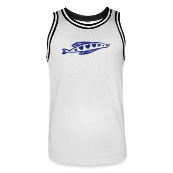 POISSON CŒUR - Maillot de basket Homme - blanc/noir - Devant - AI Model Male 185 dark (185cm)