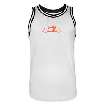 Nähmaschinen-Schneiderin von Sonnenuntergang - Männer Basketball-Trikot - Weiß/Schwarz - Vorne - AI Model Male 185 dark (185cm)